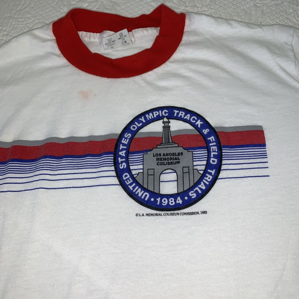 Vintage 1984 Olympic‎ Track & Field Trials USA Ringer T-Shirt M/L LA 1983 L.A.